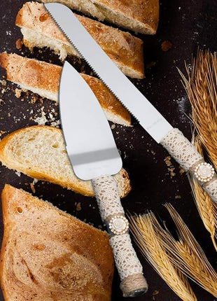 Rustic Wedding Cake Serving Set,Bride and Groom Cake Cutting Utensils,Pizza Pie Cake Knife and Server Set Pie Cake Serving Set Pie Cake Pizza Shovel Cutter