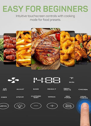 Air Fryer, 6-Quart with Viewing Window, 12-in-1 Functions - Air Fry, Roast, Reheat, Dehydrate, Bake, Steam, and More, 400°F Max Temperature