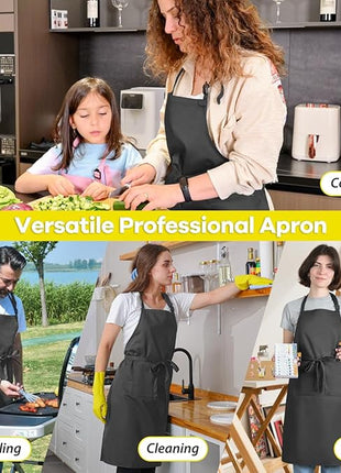 ROTANET Extra Large Apron for Men Adjustable Bib Aprons with 2 Pockets Cooking Kitchen Women Chef Water & Oil Resistant