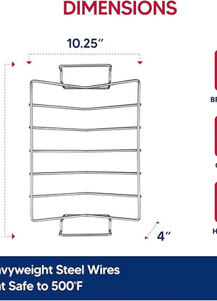 HIC Kitchen Roasting Pro V-Shaped Baking Rack, Chrome-Plated Steel, For Even Cooking And Juicy Results, 15.75 x 10.25 x 4-Inches
