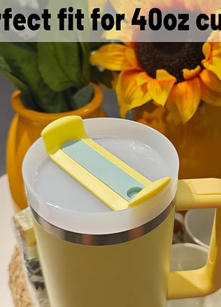 40 OZ Tumbler Lid Replacement Fit for Stanley Cup, 2 Pack Replacement Lids Fit for Stanley Travel Tumbler, Spill Proof Tumbler Covers for Stanley Cup Accessories (Opaque - Pomelo)