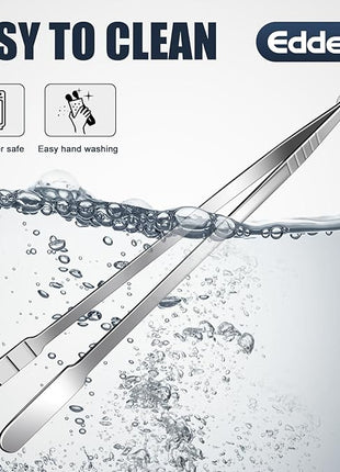 16 Inch long Kitchen Tweezers - 2 Pack large Tweezer Tongs for Cooking, Heavy Duty Stainless Steel Heat Resistant 600°F Food tweezers, Dishwasher safe