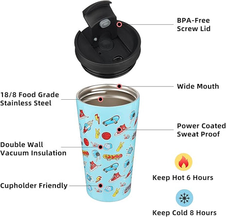 BJPKPK 18oz Insulated Tumbler With lid And Straw Stainless Steel Tumblers Travel Coffee Mug Reusable Thermal Cup,Playground