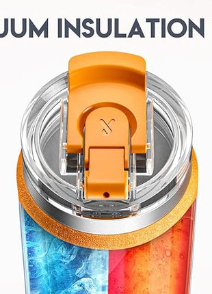 Meoky 40oz Tumbler with Handle, Stainless Steel Travel Mug with 2-in-1 Straw and Sip Lid, Vacuum Insulated Coffee Mug, 100% Leak Proof, Keeps Cold for 34 Hours or Hot for 10 Hours (Maple)