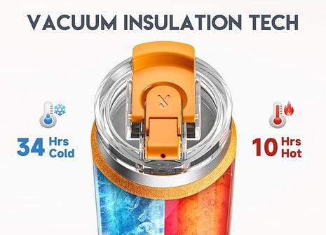 Meoky 40oz Tumbler with Handle, Stainless Steel Travel Mug with 2-in-1 Straw and Sip Lid, Vacuum Insulated Coffee Mug, 100% Leak Proof, Keeps Cold for 34 Hours or Hot for 10 Hours (Maple)