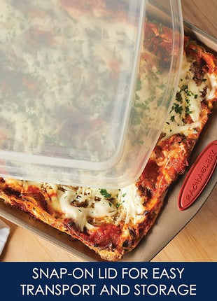 Rachael Ray Cucina Nonstick Bakeware Set Baking Cookie Sheets Cake Muffin Bread Pan, 10 Piece, Latte Brown with Cranberry Red Grips