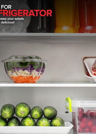Stock Your Home 32oz Clear Plastic Salad Bowls with Lids Disposable (150 Pack) – Medium Takeout Containers with Snap-On Lids for Salads, Meal Prep, Acai Bowls, Fruit, To-Go Parties