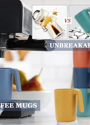 Homienly Wheat Straw Coffee Mugs, Alternative to Plastic Coffee Cups, Set of 6, Unbreakable Camping Coffee Mugs, 16 OZ Cups for Tea, Coffee, Milk, Dishwasher and Microwave Safe Kids Mug, Multi