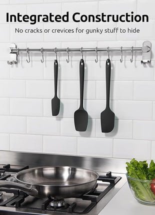 U-Taste Silicone Spatula Set, 600ºF High Heat Resistant, Seamless Food Grade Flexible Rubber Kitchen Cooking Mixing Baking Scraper for Nonstick Cookware Set of 3 (Black)