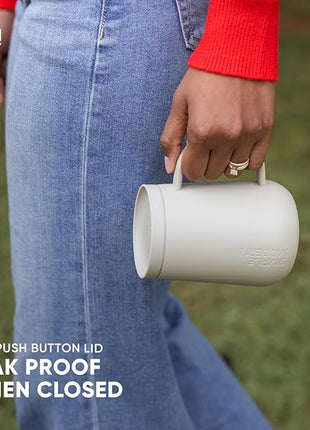 Simple Modern Voyager Signature Mug | Travel Coffee Tumbler with 360° Lid and Handle | Ceramic-Lined Insulated Stainless Steel Iced Cold Brew Cup | 12oz, Forest