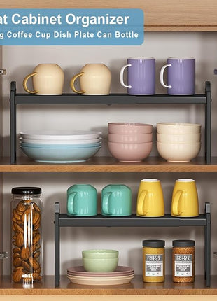 Narrow Expandable Cabinet Shelf Organizer 5.51" Width, Kitchen Counter Storage Shelves Spice Racks, Small Cupboard Countertop Tabletop Shelves Organizers, Expandable Adjustable Stackable, Load 30LBS