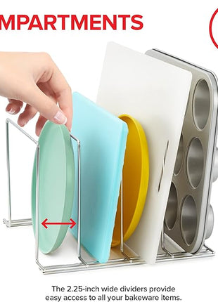 Stock Your Home Chrome (2 Pack) Steel Baking Pan Organizer Rack for Cabinet or Counter, Holder for Kitchen Cutting Boards, Pot Lids, or Cookie Sheets - Rust Proof Wire, Drying Storage