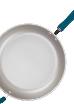 Rachael Ray 12212 Create Delicious Nonstick Frying/Fry Pan/Skillet with Helper Handle, 14.5 Inch - Teal Shimmer