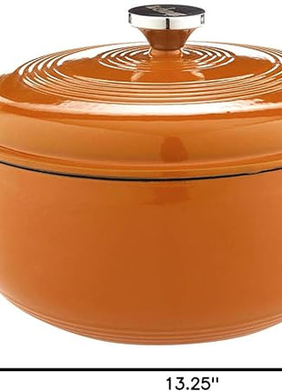 Lodge 6 Quart Enameled Cast Iron Dutch Oven with Lid – Dual Handles – Oven Safe up to 500° F or on Stovetop - Use to Marinate, Cook, Bake, Refrigerate and Serve – Apricot