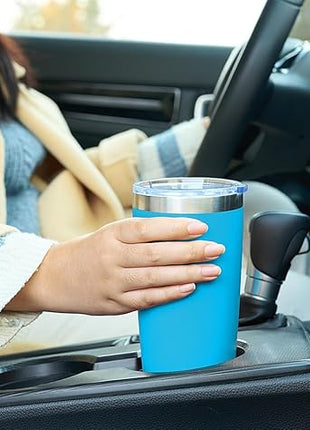 SUNWILL Travel Coffee Tumbler 20 oz, Insulated Mug with Lid, Stainless Steel Cup for Outdoor, Powder Coated Royal Blue