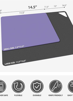 WK Plastic Flexible Cutting Boards for Kitchen, Flexible Cutting Board Mat Set of 10, Non Slip Cutting Mats with Hole, BPA Free, Dishwasher Safe, Multi Size