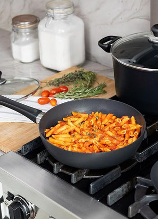 Scanpan Classic 10 Piece Cookware Set – Compatible with Gas and Electric Stovetops, Metal Utensil Safe, Oven Safe to 500°F, Dishwasher Safe, Black