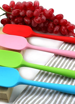 Silicone Spatulas, 10.6 inch Rubber Spoon Spatula Heat Resistant One Piece Design Seamless Non-Stick Spoonulas Flexible Scrapers Baking Mixing Tool (4 Pcs)