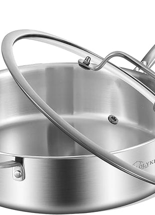 LOLYKITCH Whole Body Tri-Ply Stainless Steel 5.5 QT Sauté Pan with Lid,12 Inch Deep Frying Pan,Jumbo Cooker,Dishwasher and Oven Safe,Detachable Handle.