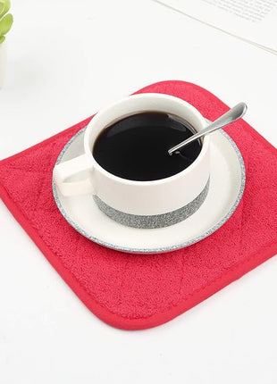 100% Cotton Kitchen Everyday Basic Terry Pot Holder Heat Resistant Coaster Potholder for Cooking and Baking Set of 5 Red