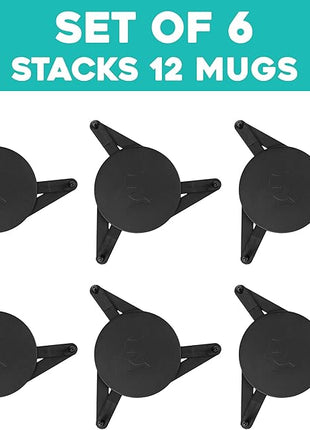 ELYPRO Coffee Mug Organizers and Storage, Kitchen Cabinet Shelf Organizer - Cupboard and Pantry Organization, Expandable Stackable Gadget for Tea Cup and Coffee Mugs, Save Space (Black)