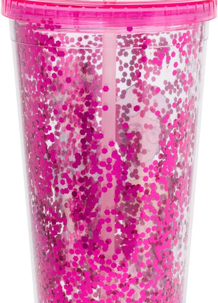 Silver Buffalo The Golden Girls Featuring Blanche, Sophia, Dorothy, and Rose Plastic Confetti Cold Cup with Lid and Straw, 32 Ounces
