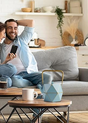 Toptier Cast Iron Teapot, Stovetop Safe Japanese Cast Iron Tea Kettle, Diamond Design Tea Pot with Removable Infuser for Loose Tea, 30 Ounce (900 ml), Blue