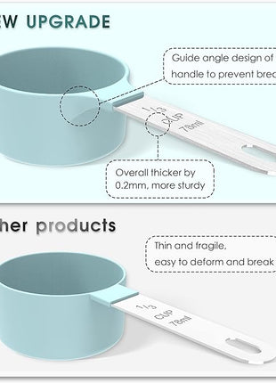TILUCK Measuring Cups & Spoons Set, Stackable Cups and Spoons, Nesting Measure Cups with Stainless Steel Handle, Kitchen Gadgets for Cooking & Baking (Red)
