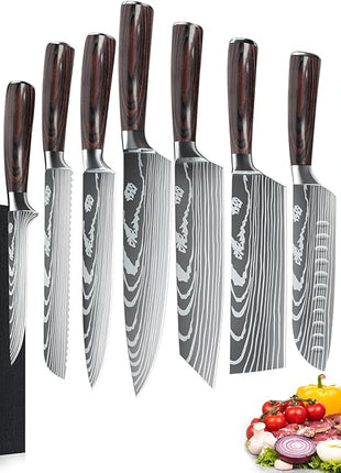 Dfito Knife Set, 10 Pieces Kitchen Knives for Professional Chefs, 3.5-8 Inch Set Boxed Knives 440A Stainless Steel Ultra Sharp Japanese Knife