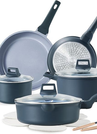 CAROTE 14 Pcs Ceramic Cookware Set, Pots and Pans Set Non Stick with Ceramic Coating, Induction Kitchen Sets