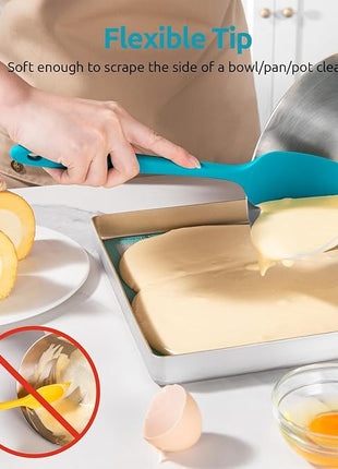 U-Taste Silicone Spoon Spatula Set, 600ºF High Heat Resistant Food Grade Flexible Rubber Scraper, Cooking Mixing Baking Kitchen Utensils Set of 3 (Marrs Green)