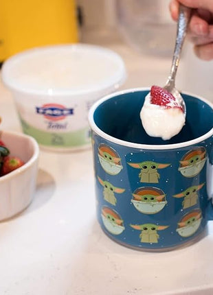 Silver Buffalo Star Wars The Mandalorian Repeat Poses Ceramic Camper-Style Coffee Mug, 20-Ounces