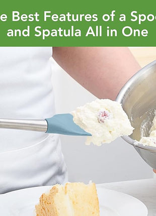 Tovolo Flex-Core Stainless Steel Handled Spoonula, Silicone Spoon Spatula Head With Ergonomic Grip Stainless Steel Handle, Dishwasher-Safe Kitchen Utensil