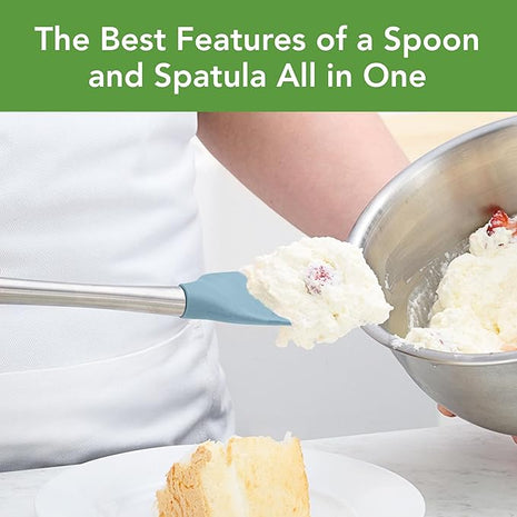 Tovolo Flex-Core Stainless Steel Handled Spoonula, Silicone Spoon Spatula Head With Ergonomic Grip Stainless Steel Handle, Dishwasher-Safe Kitchen Utensil