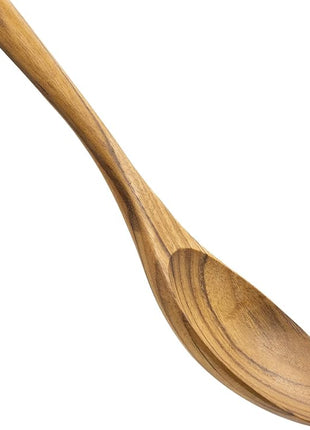 FAAY 13.5" Teak Cooking Spoon, Wooden Spoon, Mixing Spoon Handcraft from Teak | Healthy and High Moist Resistance for Non Stick Cookware