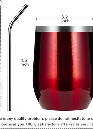 MEWAY 12oz Wine Tumbler 16 Pack Bulk Gifts for Women,Double Wall Vacuum Stainless Steel Travel Mug with Lid,Insulated Stemless Wine Cup Glass for Coffee,Cocktails,Drinks(Burgundy,Set of 16)