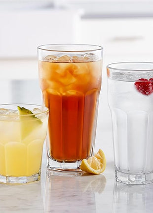 Libbey Gibraltar Iced Tea Glasses, 22 ounce, Tall Tempered Cocktail Glass Tumbler Set of 12, Ice Tea Glasses for Parties and Everyday Use