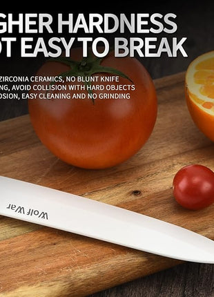 Ceramic Knife Set with Sheaths - Black 5 Piece Kitchen Set: 6" Chef, 5" Utility, 4" Fruit, 3" Paring Knife, One Peeler