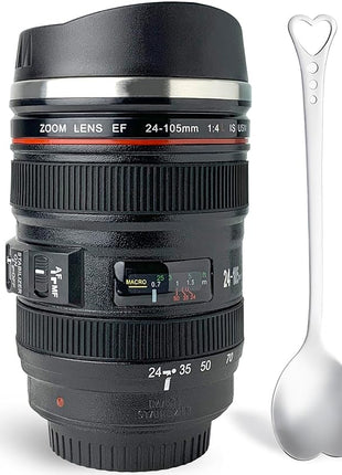 Camera Lens Coffee Mug with Slider Lid - Unique Photographer Gifts for Men & Women, Camera Mug Fun Shutterbug Gift Idea