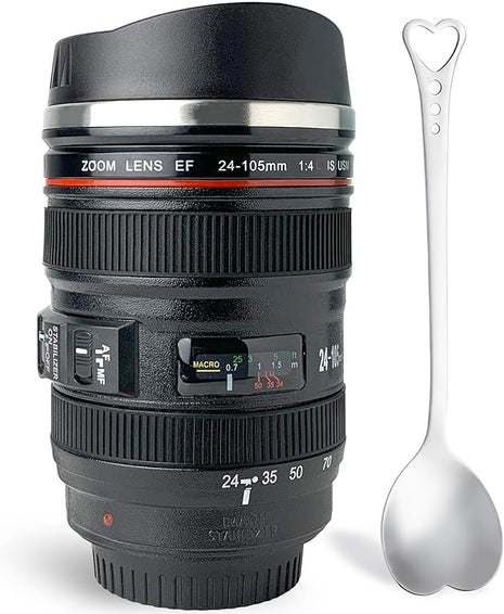 Camera Lens Coffee Mug with Slider Lid - Unique Photographer Gifts for Men & Women, Camera Mug Fun Shutterbug Gift Idea