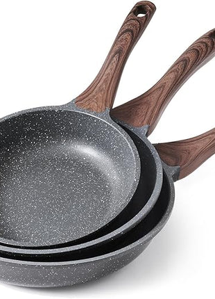 SENSARTE Nonstick Frying Pan Skillets, Swiss Granite Coating Omelette Pans, Healthy Cookware Chef's Pan, Free of Intentionally Added PFOA (8+9.5+11 Inch)