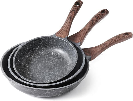 SENSARTE Nonstick Frying Pan Skillets, Swiss Granite Coating Omelette Pans, Healthy Cookware Chef's Pan, Free of Intentionally Added PFOA (8+9.5+11 Inch)