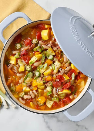 MARTHA STEWART Gatwick 7 QT Enamel Cast Iron Dutch Oven Pot With Lid, Lavender Purple