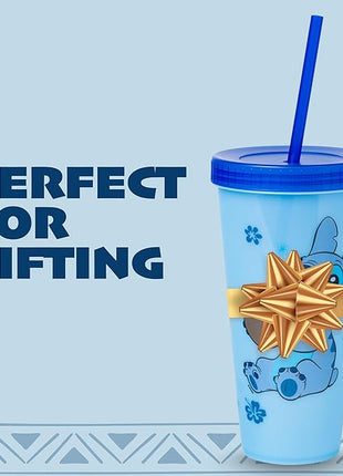 Silver Buffalo Disney Lilo and Stitch Angel Coconut Flowers 2 Pack Color Change Plastic Tumbler, 24-Ounce