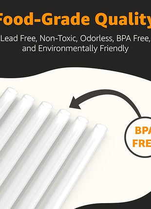 Jmoe USA 12" Replacement Straws for Stanley 40oz & 30oz Tumblers | Fits Reduce 50 oz & 40 oz Cold1 Tumblers | 6-Pack of Reusable Plastic Straws With Cleaning Brush | Food Grade & BPA Free (White)