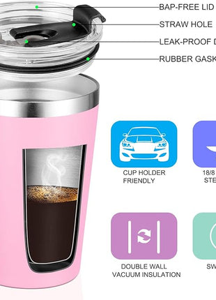 VEGOND 12oz Tumbler Stainless Steel Tumbler bulk Vacuum Insulated Double Wall Travel Tumbler with Lid and Straw Reusable Tumbler, Pink 6 Pack