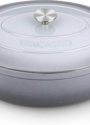 vancasso Enameled Cast Iron Dutch Oven, 9.3 Quart Dutch Oven Pot with Lid, Oval Dutch Oven Cast Iron Pot with Non Stick Enamel Coating for Bread Baking