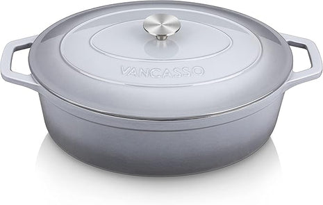 vancasso Enameled Cast Iron Dutch Oven, 9.3 Quart Dutch Oven Pot with Lid, Oval Dutch Oven Cast Iron Pot with Non Stick Enamel Coating for Bread Baking