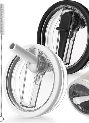 2 Pack Leak Proof Lid for 30oz Stanley H2.0 Quencher,No Spill Flip Straw Lid Replacement for Stanley Cup Accessories 30 oz Tumbler Lid Replacement Straw Cover Cap for Stanley Lids(White,Black)