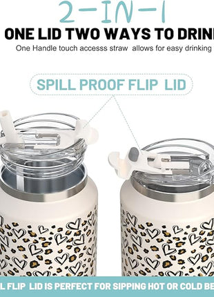 Hydraful 64 oz Tumbler with Handle and Straw - 100% Leak-Proof - Insulated Cup Reusable Stainless Steel Large Water Bottle Travel Mug for Gym, Hiking, and Camping - Gifts for Women Men Him Her